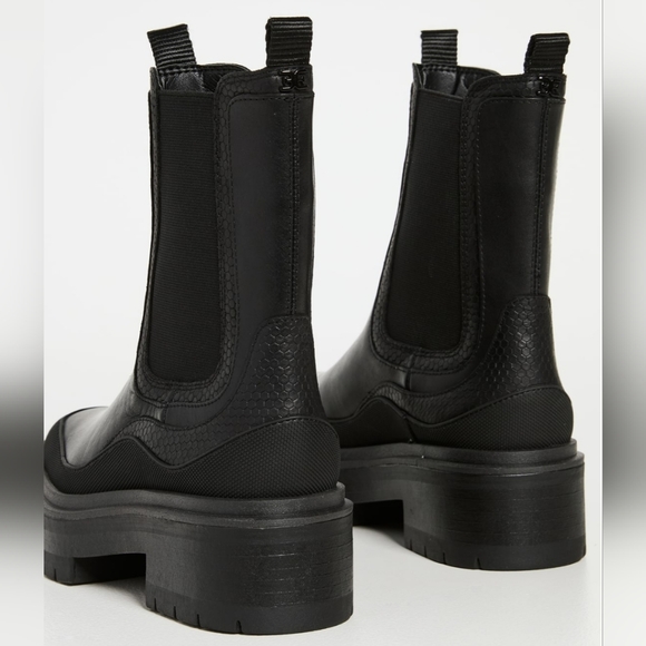 Edgy Sam Edelman Water Repellent Black Leather Chelsea Boots - Picture 8 of 14